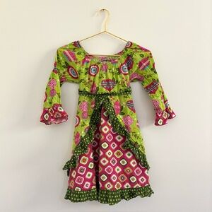 Jelly the Pug Girls Christmas Dress Holly Ornaments Ruffle Details Sz 7
